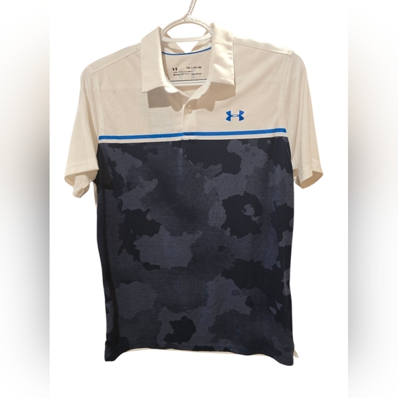 YOUTH Under Armour Camo Polo in Dark Blue and White YOUTH XL - Picture 2 of 4
